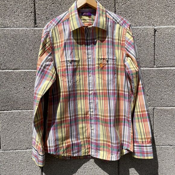 46664 It's in our Hands Colorful Plaid Button Down Shirt Mens Large N.Mandela 41 - Picture 11 of 16